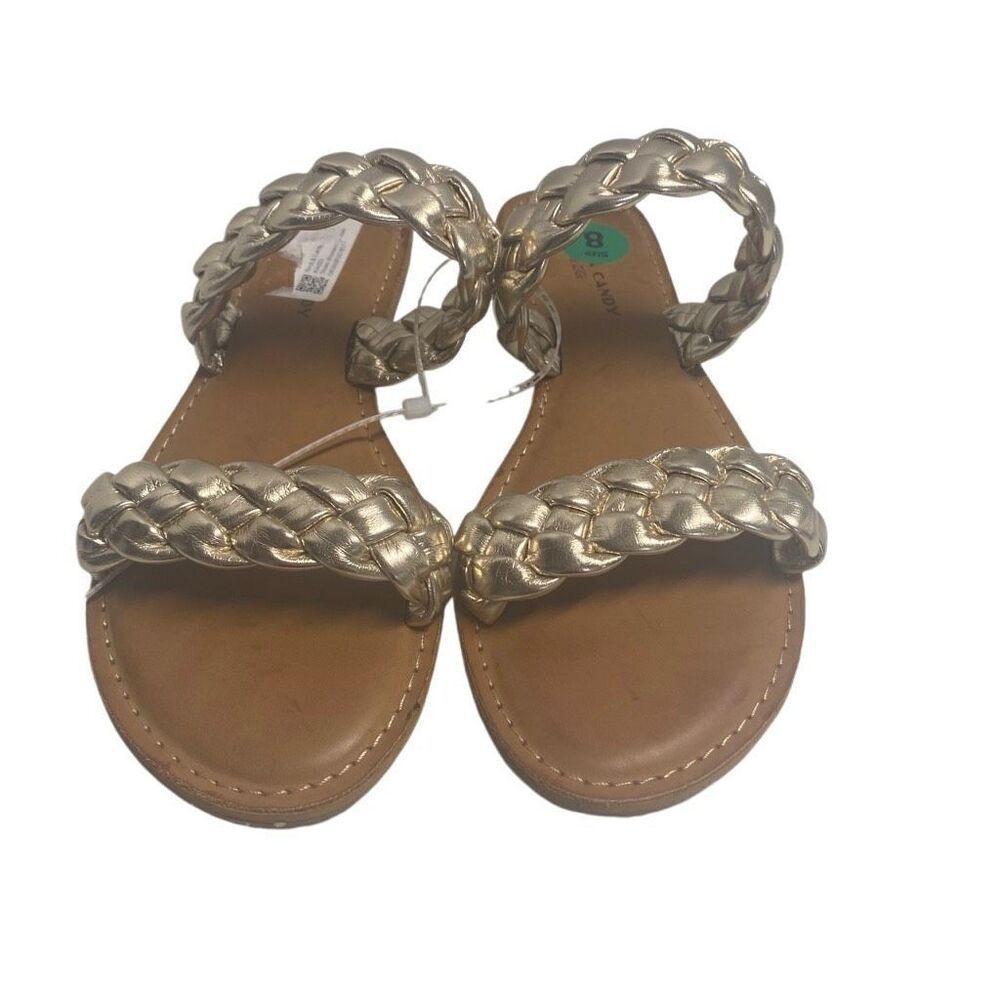 ROCK & CANDY by Zigi Jera Braided Gold Slip On Sandals Size 8 New With‎ Defects
